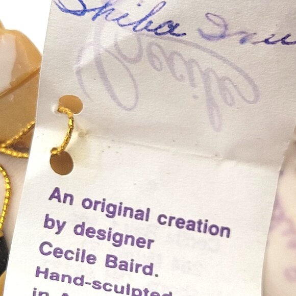 2 Shiba Inu Puppy Dog Angel Figurines 1 Cecile Baird with Tag 1 Sitting Collect - Picture 10 of 12